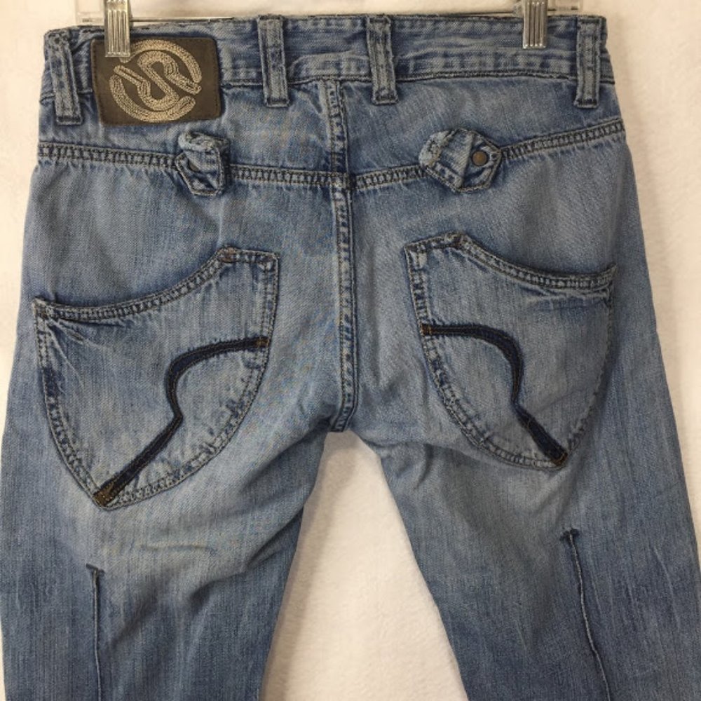 RARE Tex Rag Restyle Recycle Jeans Capri Distress - Picture 7 of 12